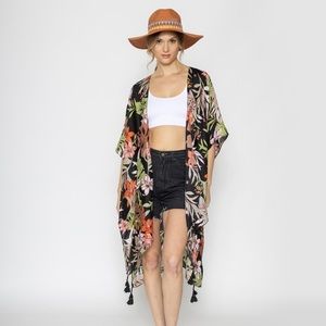 Boho Floral dark colored cute kimono.